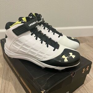 Under Armour UA Fierce Havoc MID D White Men's Football Cleats Size 15